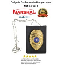 Police Badge Holder Genuine Leather Neck Chain ID Holders Mens  Womens Wallet