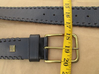Vtg. Lauren Ralph Lauren Black Leather Belt Brass Buckle Whipstitched Women’s L Lauren Ralph Lauren Black Leather & Brass Metal Whipstitched  main image 2