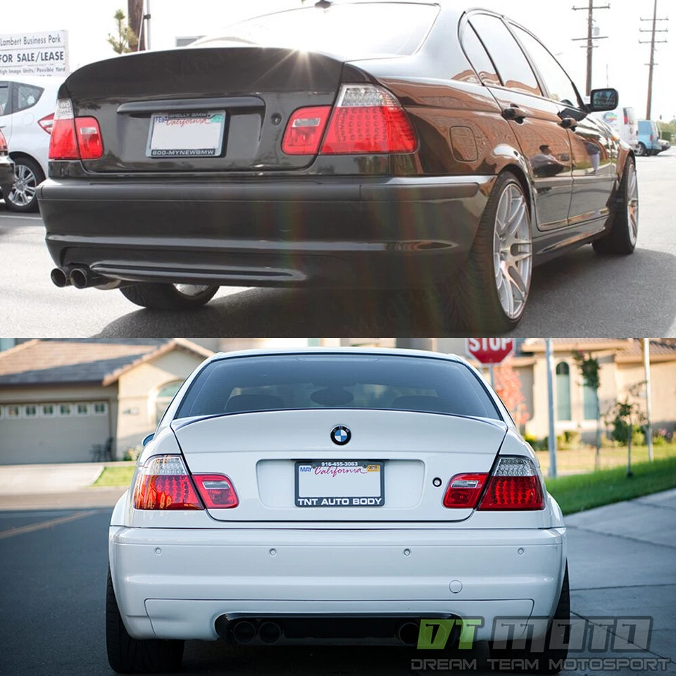 2002-2005 BMW E46 320i 325i 330i 3-Series Sedan Red Clear LED Tail Lights 02-05 - Image 2 of 4