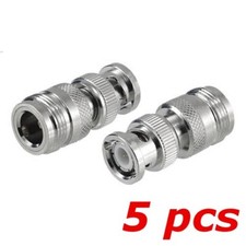 5 PACK - BNC Male Plug to N-Type Female Jack RF Coax Adapter Ham Radio Connector
