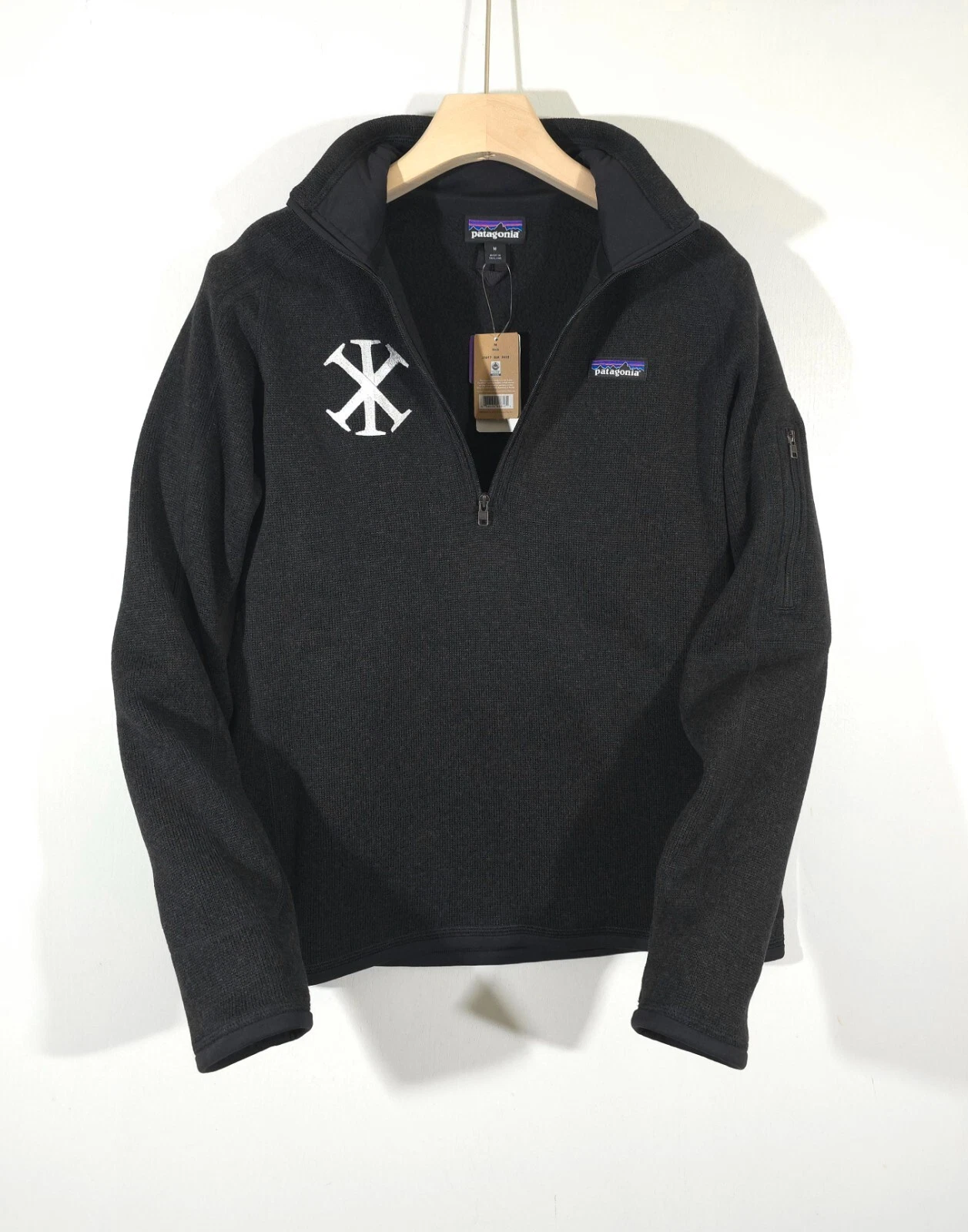 Patagonia 1/4 Zip Better Sweater Fleece Jacket Black Size M Slim Fit Customized