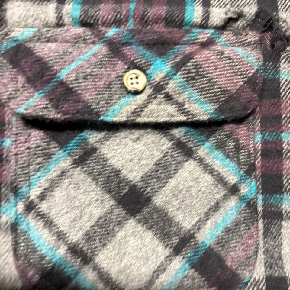 Field Master Para Hombre Franela L Abotonada Manga Larga Cuello Azul Gris Algodón a Cuadros Foto 2 de 3