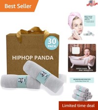 Luxurious 2-Layer Bamboo Baby Washcloths - Gentle and Reusable, Grey, 30 Pack