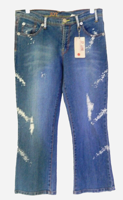 JOY JEANS Gemstone Sparkle, Bleach & Distressed Capri/Crop Jeans-13 NWT