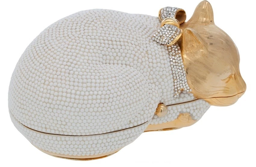 Judith Leiber Gato Dormir Tarde Siesta Cristal Bolso de Noche Mascota Minaudiere Foto 2 de 4