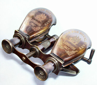 Jumelles vintage en laiton, fabriquées pour la Royal Navy London