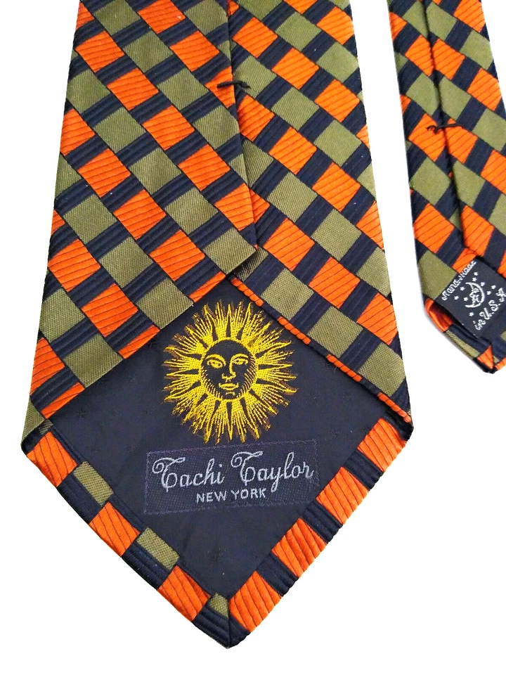 Corbata Tachi Taylor 100% Seda Rayas Diagonales Diamantes Hecha en EE. UU. 60" Foto 4 de 4