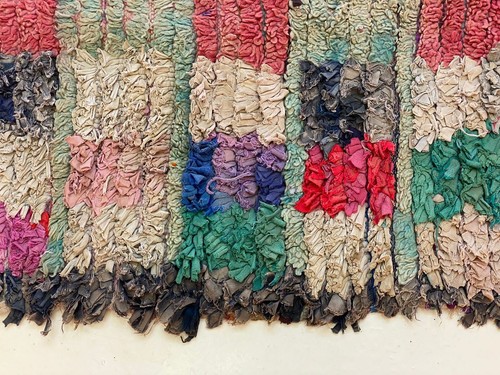 Vegetable Checked Runner Rug Authentic Farmhouse Rug Check Entryway 4x7.5 ft - Picture 8 of 12