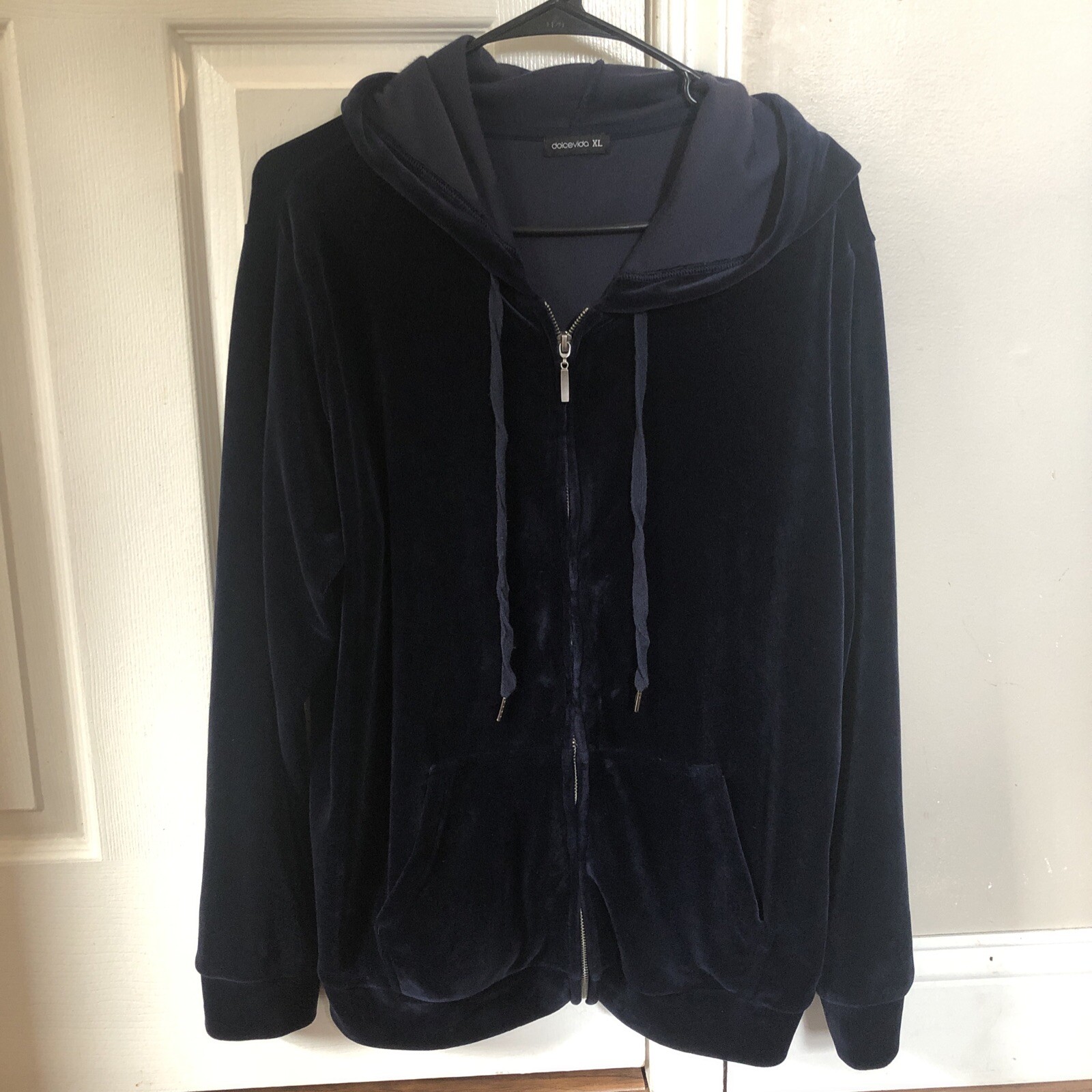 Dolce Vita Women Velour Blue Zip Up Hoodie M Super Soft!!!