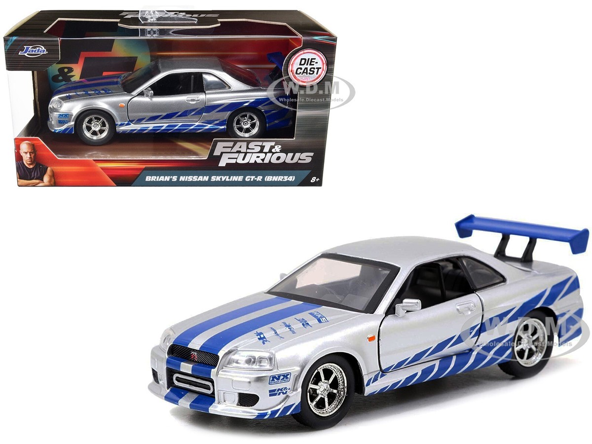 BRIAN'S NISSAN SKYLINE GT-R (R34) SILVER FAST & FURIOUS 1/32