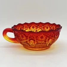 LE Smith Quintec Amberina Glass MCM Candle Cup Bowl Holder Dish Nappy UV Ombré