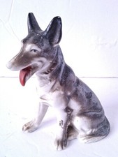 VNTG brown/white German Shepherd Dog. Porcelain figurine. JAPAN. Tongue out.