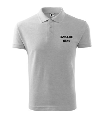 Amateur Radio CALLSIGN and Name POLO Pique with embroidery ASH MELANGE