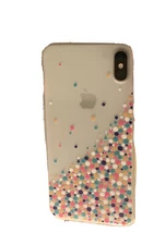 iPhone XS Max Case Clear Pink Purple Glitter Confetti Cover New Protective