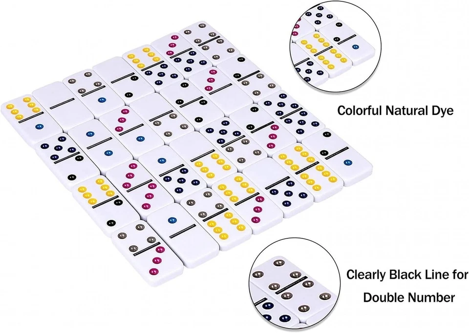 28 Double Six Dominoes Game Set  Kids Children's Travel Board Pub Family & Party - Image 2 of 4