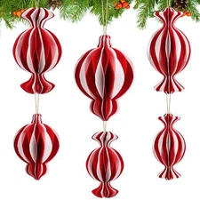 WinnerWhy 6 Pcs Christmas Party Decorations Christmas Paper Honeycomb Balls P...