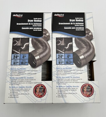 2-Pack Deflect-O MAC36024 Simi Rigid Aluminum Duct with Connectors 4'' x 24''