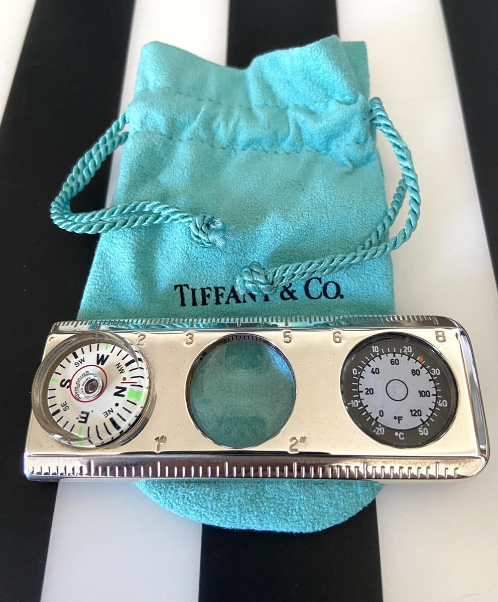 TIFFANY & CO .925 COMPASS, MAGNIFYING GLASS, RULER, THERMOMETER, w