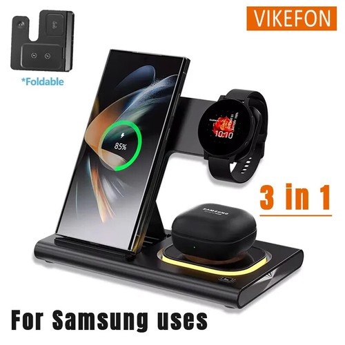 3 in 1 Wireless Fast Charger Stand LED Light Foldable for Samsung - 第 1/11 張圖片