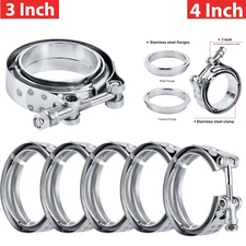 6X 3 inch Stainless Steel V-Band Clamp &Flange Kit for Muffler Exhaust Downpipe