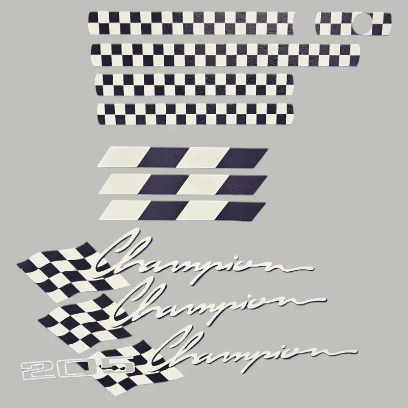 Kit déco complet Peugeot 205 Champion stickers de restauration carrosserie