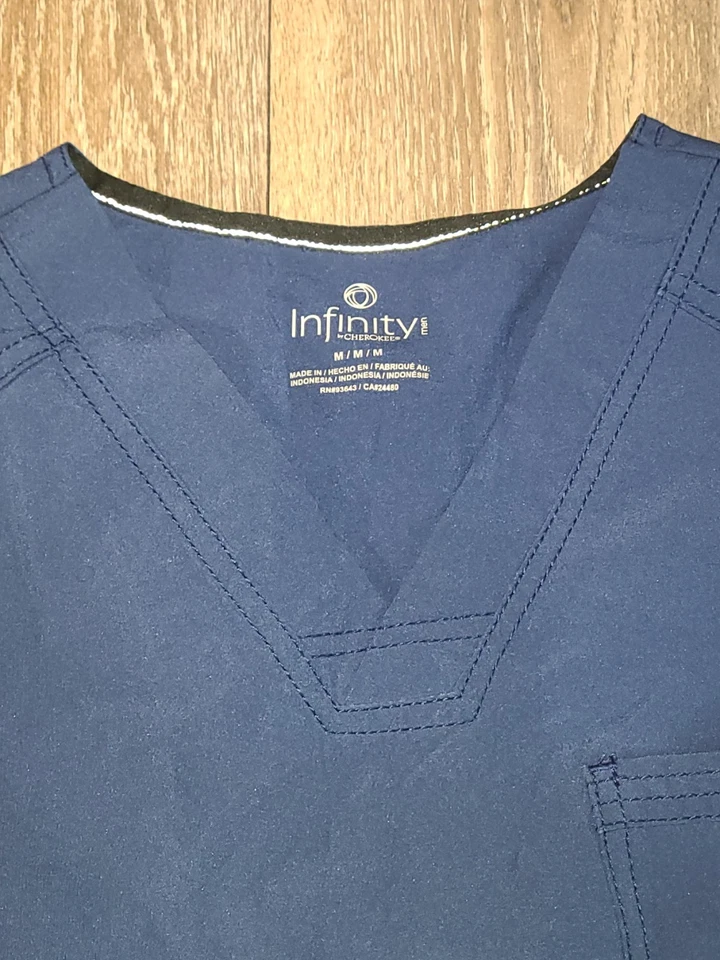 Mens Cherokee Navy Blue Scrub Set  Medium Top And  Large Jogger Pants Scrubs - Image 2 of 4