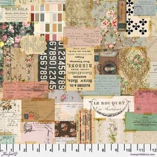 Free Spirit Tim Holtz Palette Multi PWTH325 Multi Ephemera Cotton