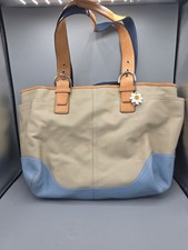 Coach Soho Cream Ivory Canvas Light Blue Leather Baby Diaper Bag N-L04Q-5176