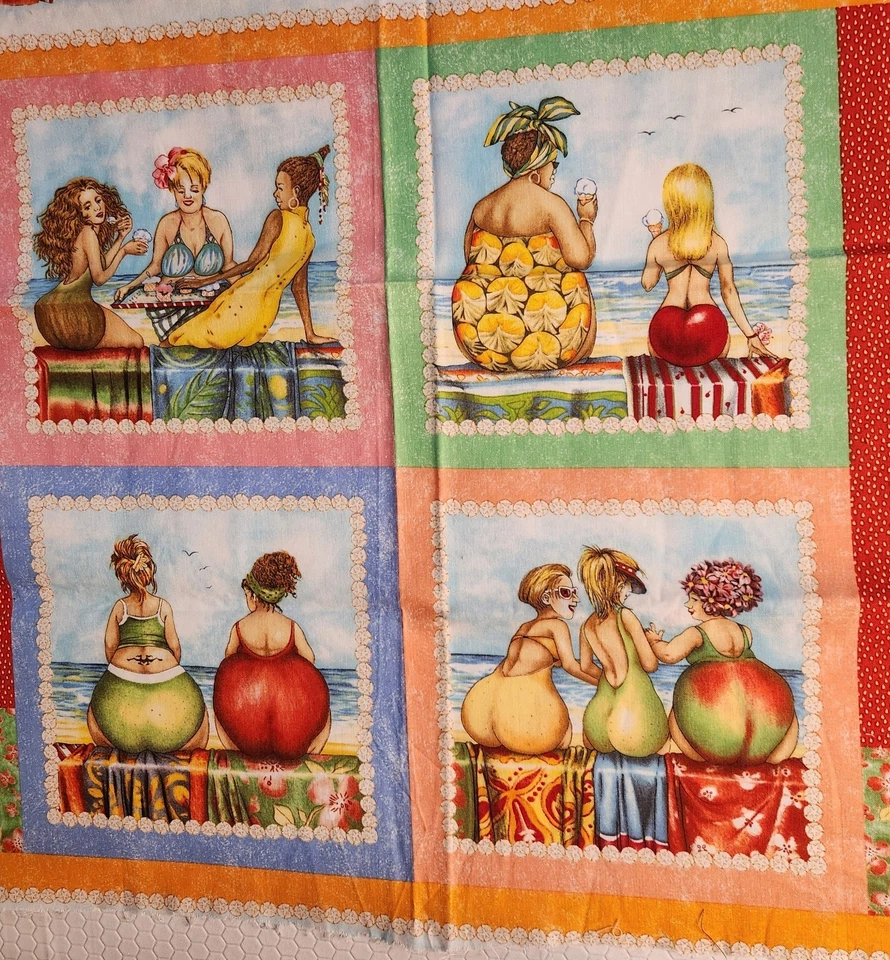 PANEL de tela con fondo de fruta para damas de Mary Stewart amarillo 1518 23" x 42" fuera de stock Foto 3 de 4