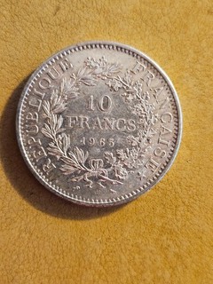 Monnaie d'argent Française 900/1000ième de 10 Francs Hercule 1965
