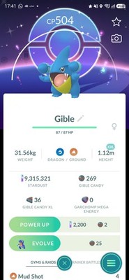 Shiny Gible ( XXL ) ( Special Background  ) Pokémon Trade  GO - See Descriptio