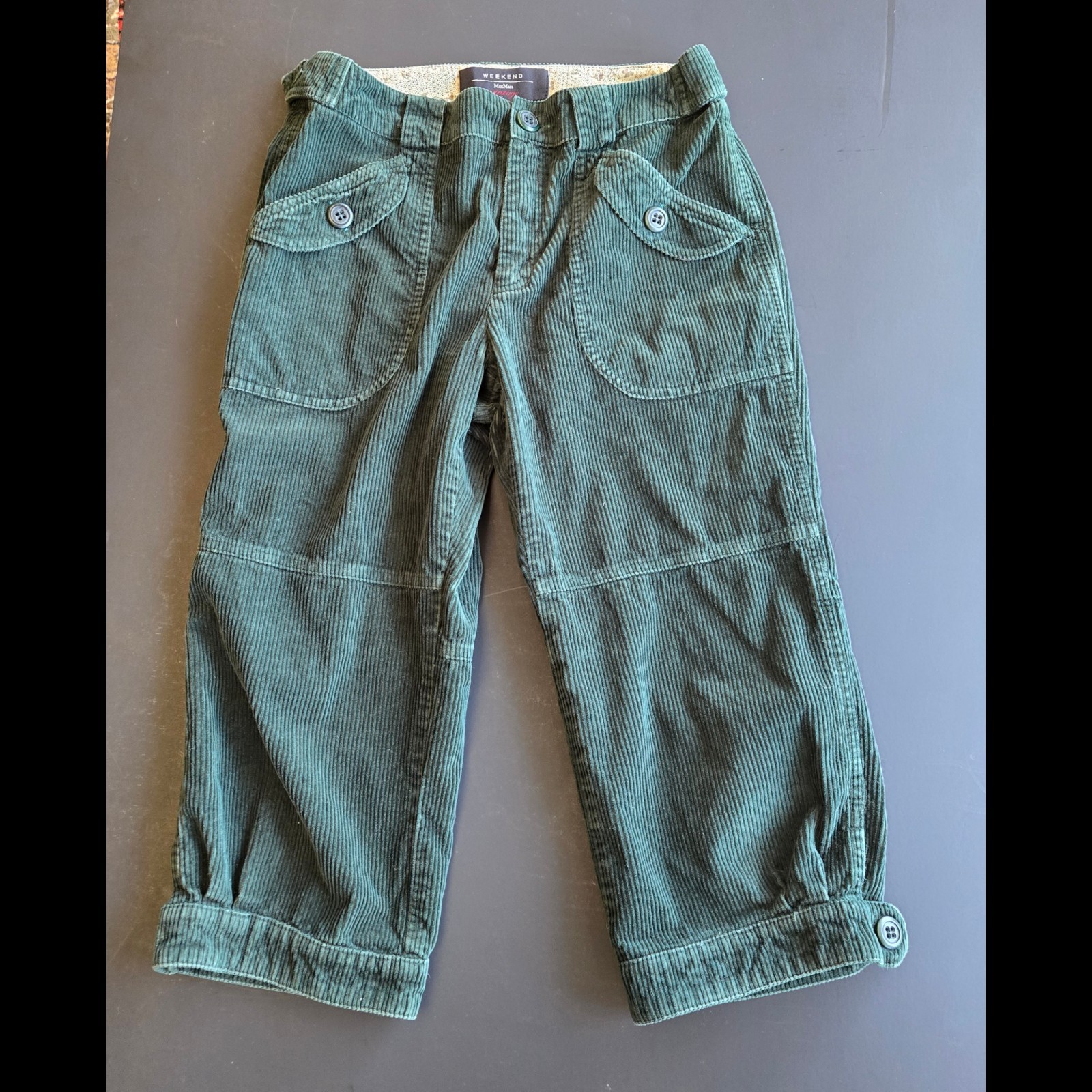 Weekend Max Mara, Weekend MaxMara Vintage Green Corduroy Crop Pants Jodhpurs Knickers Max Mara 2