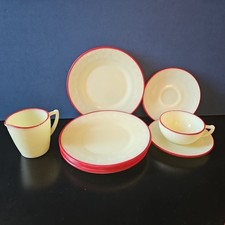 VTG McKee Custard Glass Laurel Childs Tea Set 8 pieces 1930s - GLOWS IN UV