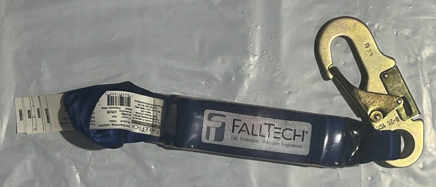 Falltech 7364L 6 Foot Shock Absorbing Lanyard With Hook And Loop Fall Protection