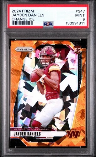 2024 Panini Prizm Jayden Daniels #347 Orange Ice Prizm Rookie (RC) PSA 9