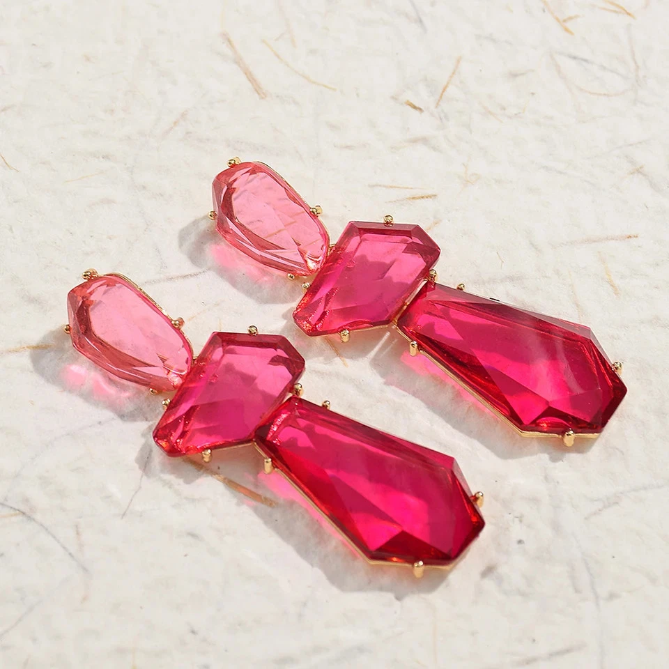 Acrylic Geometric Drop Earrings Women Classic Dangle Bohemian Party Jewelry. - Image 4 of 4