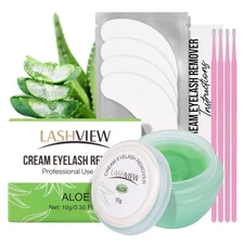 Eyelash Extension Remover Cream Gentle Aloe Vera Formula, Lash Removal Kit wi...