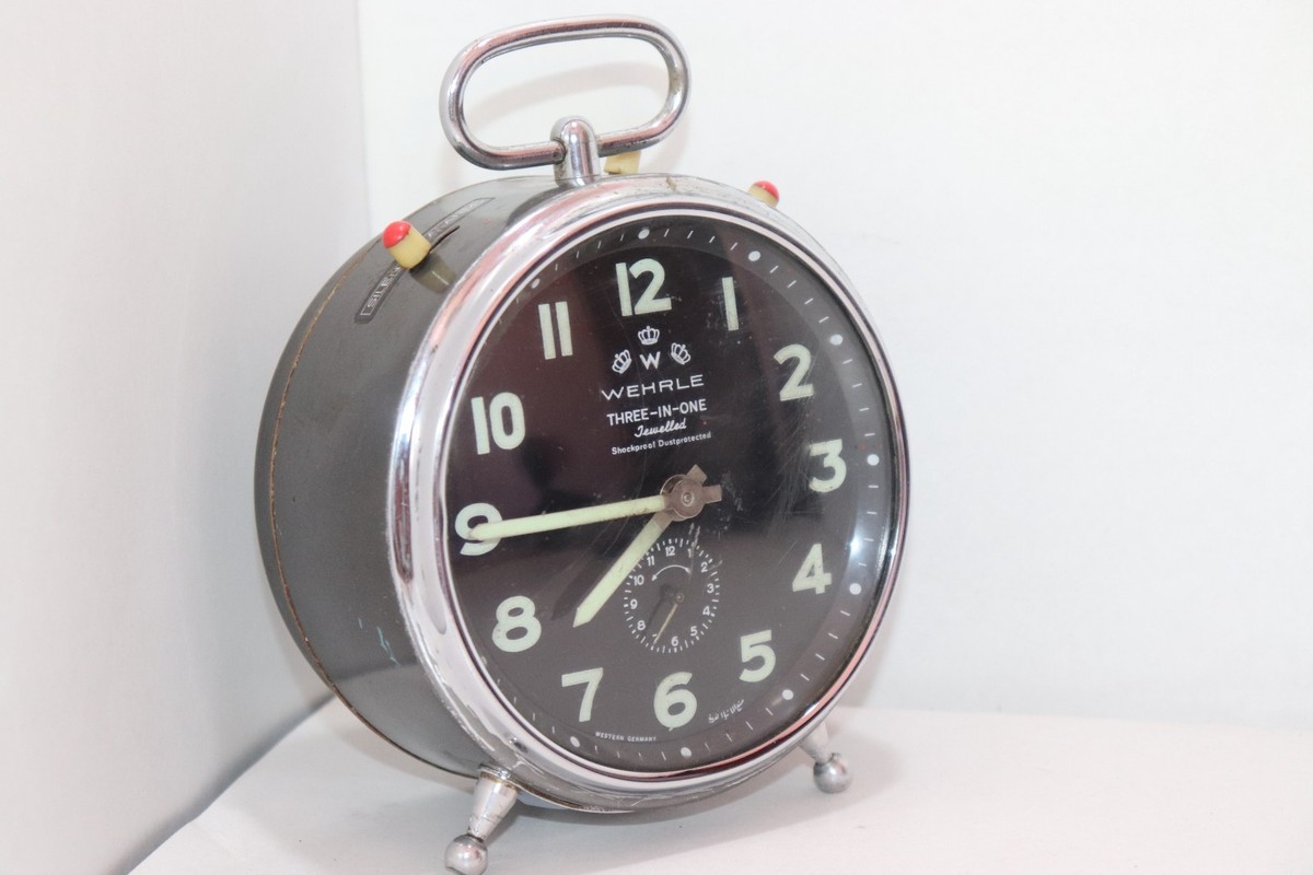 Vintage WeHRLE Three In One Mechanical Alarm Clock Made In Western