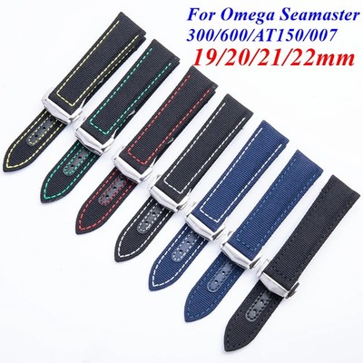 Nylon Leather Watch Strap For Omega Seamaster Planet Ocean 19-22mm Canvas Band