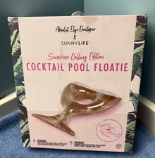 NEW!! SUNNYLIFE X Absolut Elyx Luxe Lie-On Cocktail Pool Float - Beach Fun