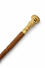 Vintage Style Wooden Walking Stick Cane with Solid Brass Handle