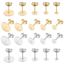 5 Pair 295 Stamped Silver Earrings Post Studs Base Back Findings Jewellery Makin