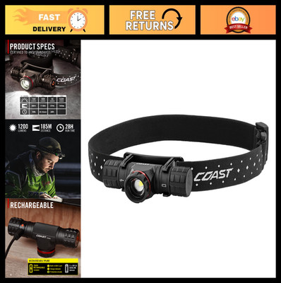 1200 Lumen USB-C Rechargeable Headlamp, Dual Power, Twist Focus Beam, Magnetic B