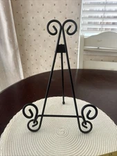 Black Iron Metal A-Frame Easel Art Display Stand Plate Cookbook Holder 13"