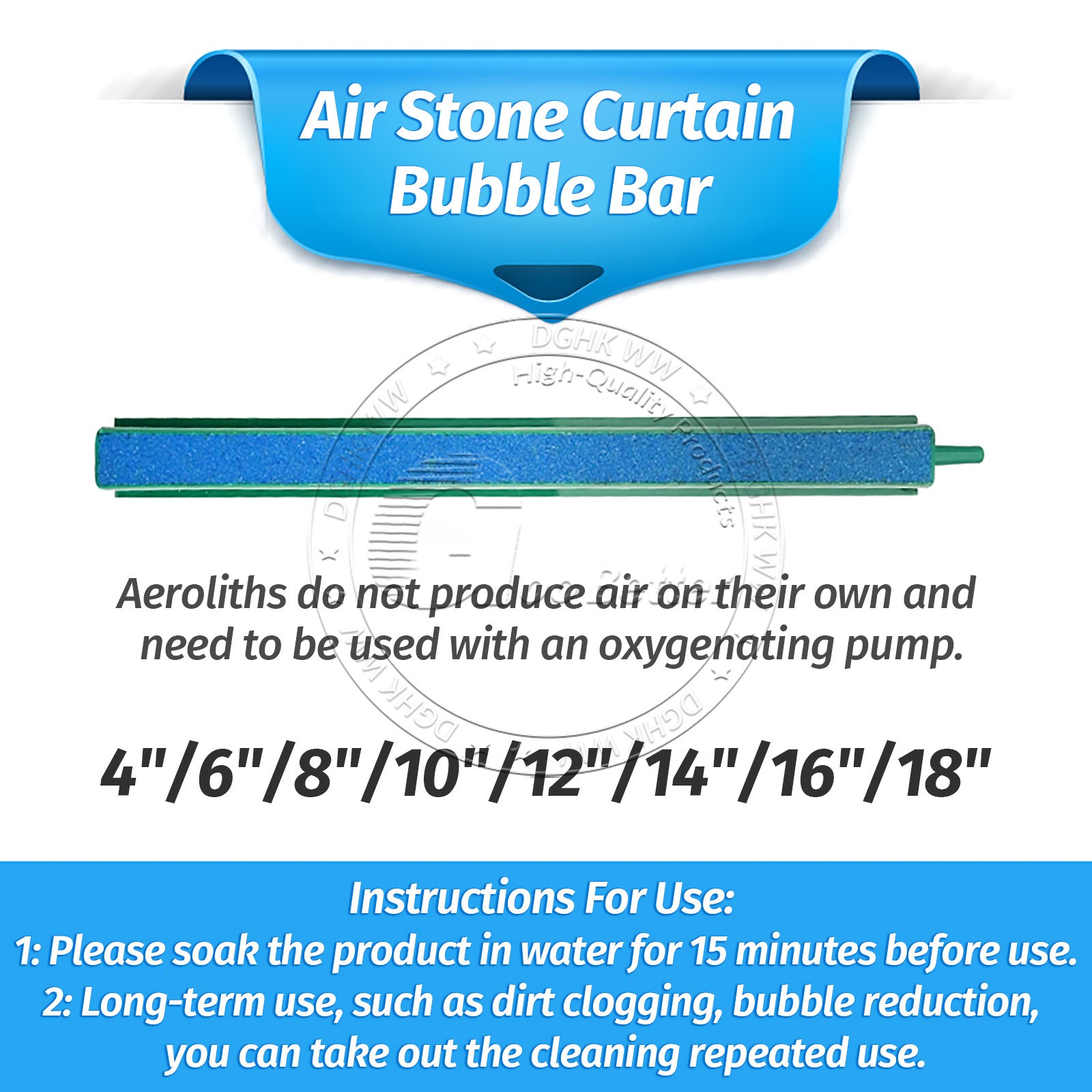 Tenda Air Stone Bubble Bar Acquario Pesci Serbatoio Air Stone - Scelta di 8 misure foto 2