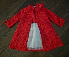 Blueberi Boulevard Girls 3T SET Dress Coat Jacket RED Tweed Sequin HOLIDAY
