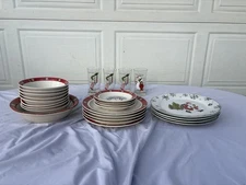 Christmas Dinner Plate, Bowl, And Glass Cup Set