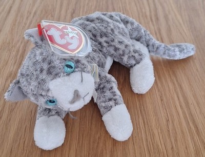 Schnurr die graue Katze Ty Beanie Babys, kleines Plüschtier Kuscheltier Katze, neu mit Etikett 2000