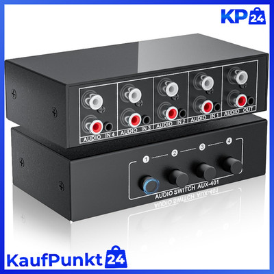 Audio Switcher 4x1, 3,5mm Aux L/R Stereo Selector Box, passiv