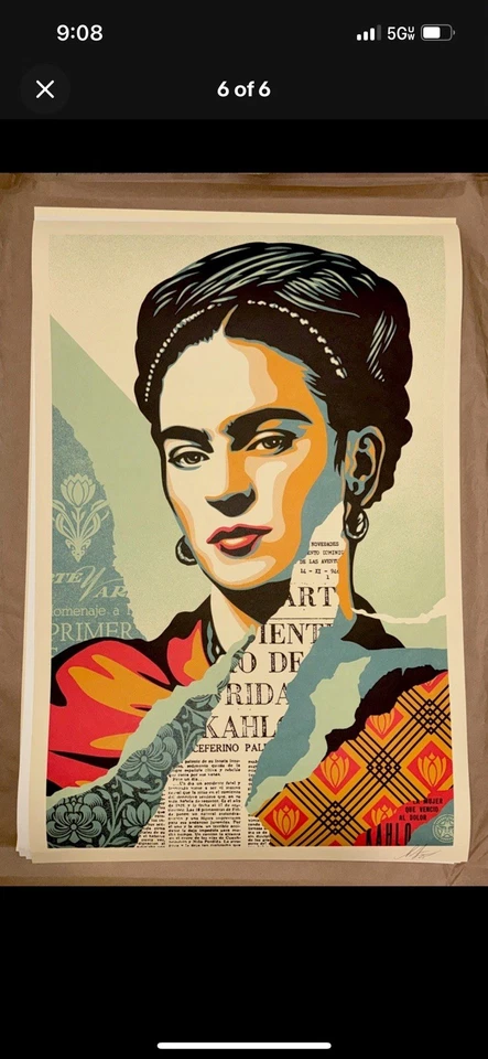 Shepard Fairey OBEY GIANT Print Frida Kahlo Litho Poster Signed 24x36 2025 MINT - Image 2 of 2